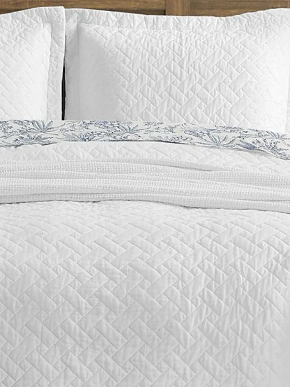 Tommy Bahama Twin Solid Raffia Quilt Bedding Set White NWT
